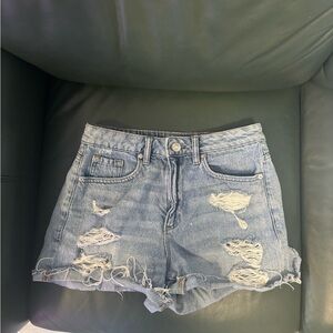 Garage Light Blue Distressed Jean Shorts